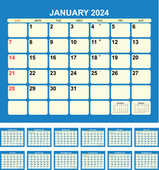 Calendar for 2024  in English