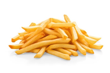 Closeup of french fries isolated on transparent background