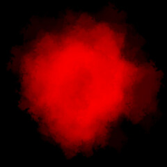 Red color powder explosion isolated on black background. Royalty high-quality free stock photo image Freeze motion of Red powder exploding. Colorful dust explode. Paint Holi, dust particles splash