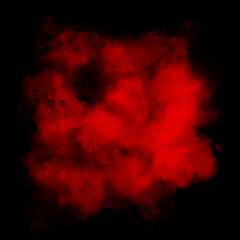 Red color powder explosion isolated on black background. Royalty high-quality free stock photo image Freeze motion of Red powder exploding. Colorful dust explode. Paint Holi, dust particles splash