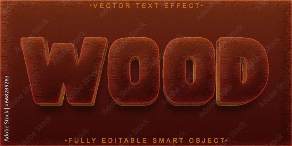 Poster brown wood vector fully editable smart object text effect