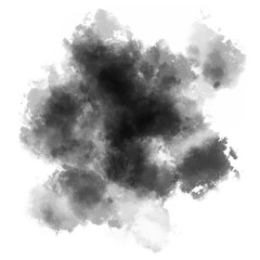 Black color powder explosion isolated on transparent background. Royalty high-quality free stock PNG image of Black powder explosion. Colorful dust explode. Paint Holi, Black dust particles splash