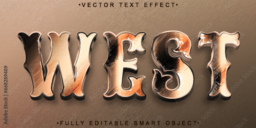Poster bronze west cowboy vector fully editable smart object text effect