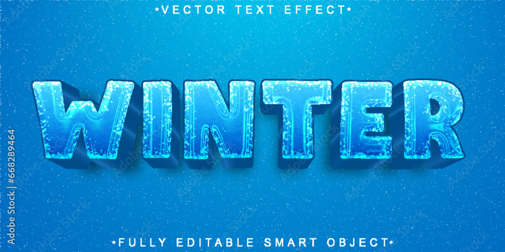 Poster blue winter vector fully editable smart object text effect