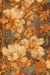 Art Nouveau, Seamless pattern, generative ai