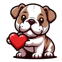Fototapeta premium Charming Bulldog Cub Sticker, GENERATIVE AI