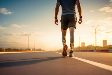 Limitless Determination: Prosthetic Leg Runner in Action