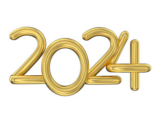 year 2024 golden symbol 3d render