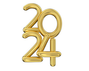 year 2024 golden symbol 3d render