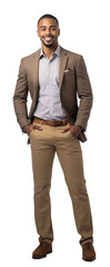 Full length Young african american businessman  in formal wear portrait of confident businessman.isolated white background, remove background