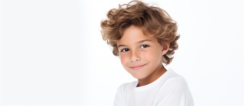 Studio portrait of an adorable young male alone on a white background