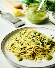 Lemony Bliss Pasta: A Vibrant Delight of Linguine with Zesty Lemon Pesto, Bursting with Fresh Flavors