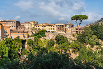 Scenic sight from the marvelous Villa Gregoriana in Tivoli, province of Rome, Lazio, central Italy. - obrazy, fototapety, plakaty