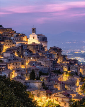 Patrica at sunset, beautiful little town in the province of Frosinone, Lazio, Italy.
