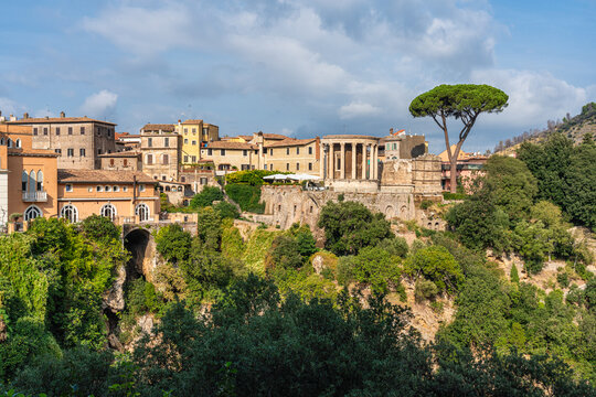 Scenic sight from the marvelous Villa Gregoriana in Tivoli, province of Rome, Lazio, central Italy.
