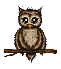 cute brown owl illustration