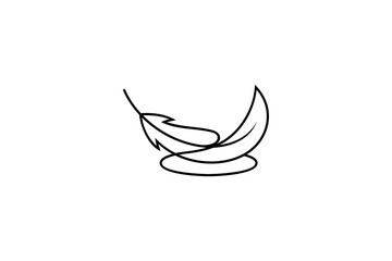 abstract feather logo in linear design style