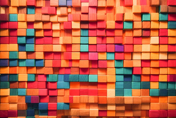 Mesmerizing Rainbow of Wooden Blocks - Vibrant Background for Creative Projects