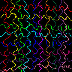 Vector abstract pattern in the form of multi-colored wavy lines on a black background