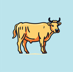 Bull Cow emblem simple logo icon label template. Vector