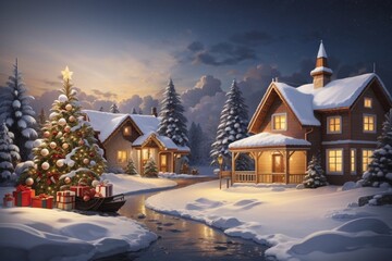 Fototapeta premium house in the snow