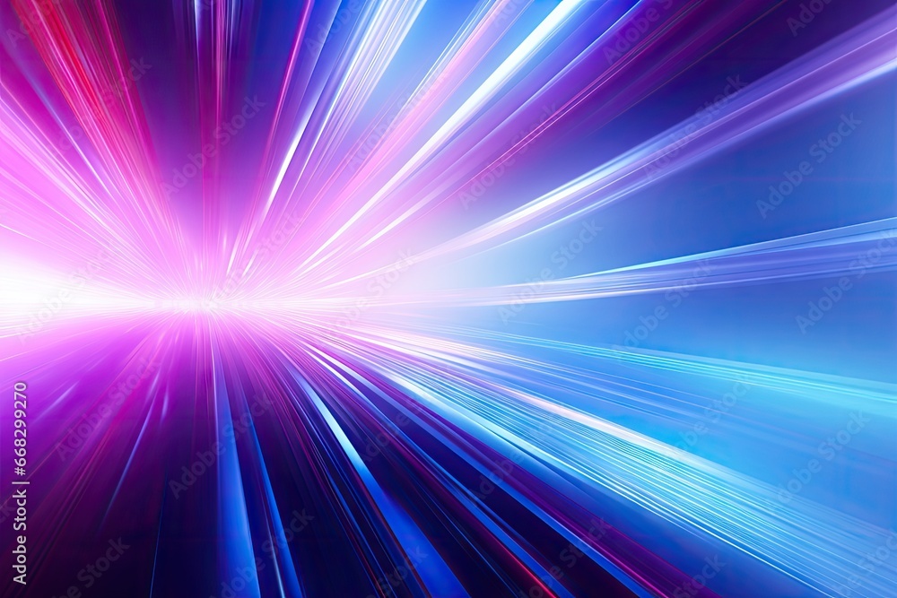 Poster colorful light streams and lines on a blue background generative ai