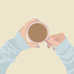 Fototapeta na wymiar Hands holding coffee cup vector illustration