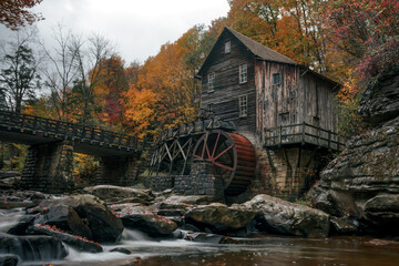 old wooden bridge over river
