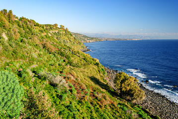 The cliff called Timpa near Acireale, in the eastern coastline of Sicily