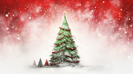 Obraz premium An abstract Christmas tree in a snowstorm