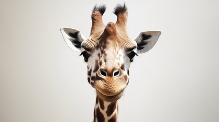  Fun cute upside down portrait of giraffe on white background