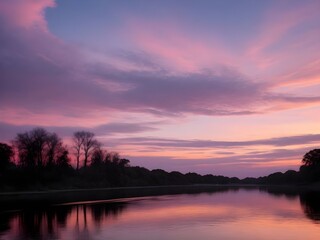 Fototapeta premium sunset over the river