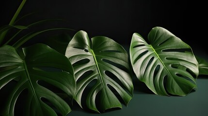  Real monstera leaves decorating for composition design. Tropical, botanical nature concepts ideas. 