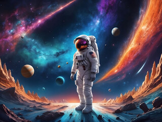 astronaut in space, fantasy landscape, background