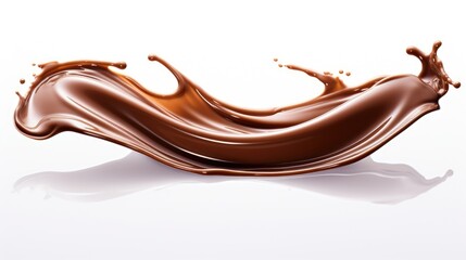 Tempting Confection: enticing visual of mouthwatering chocolate syrup drizzling on a clean white canvas, luring dessert aficionados