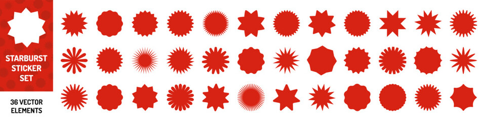 Starburst sticker set. Price tag badge collection. Vector illustration.