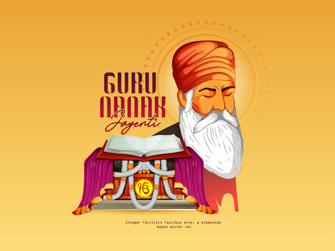 Guru nanak jayanti Gurpurab, also known as Guru Nanak's Prakash Utsav and Guru Nanak Jayanti,
Guru Nanak Jayanti festival of Sikh celebration background
