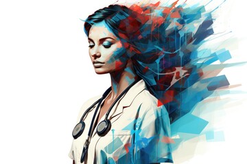 Abstract art of a nurse as the anchor of healthcare - obrazy, fototapety, plakaty