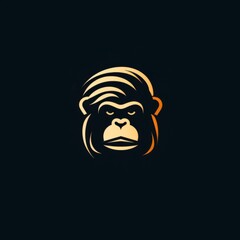 Logo template of a golden monkey head on a black background.