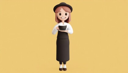 Une femme 3d tenant un caffe