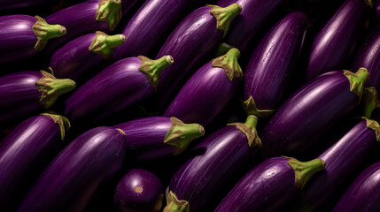 Natural background of fresh purple eggplant. Full frame. A quality product. Healthy eating. Close-up.