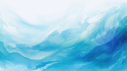 Abstract Blue Water Ink Wave Texture - Aqua, Teal, and White Ocean Wave Background for Web, Mobile Graphic Resources. Winter Snow Wave with Copy Space for Text Backdrop. Wavy Weather Illustration
