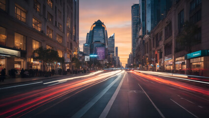 Fototapeta na wymiar Capturing the dynamic cityscape at twilight