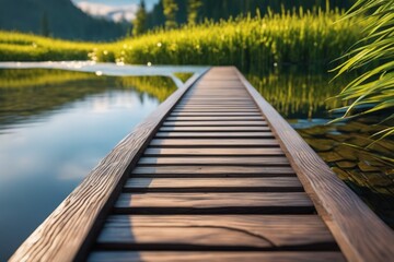 wooden bridge over the river