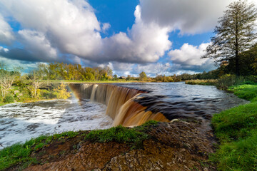 Autumn Jägala waterfall in Estonia.
