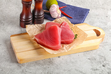 Delicous raw tuna steak for cooking
