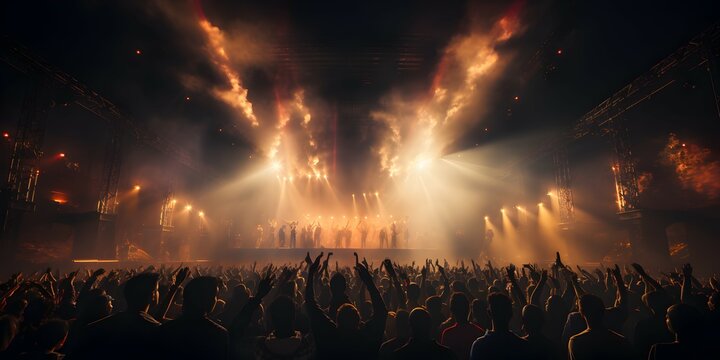 View From The Stage Of The Crowd Dancing At The Concert