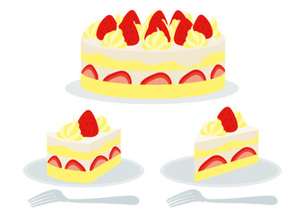 苺のケーキのセット
