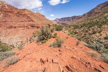 hiking the tanner trail in grand canyon national park, arizona, usa
