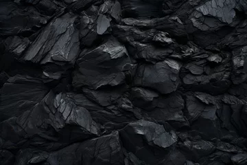 Papier Peint photo Texture du bois de chauffage Black charcoal texture background. Generative AI
